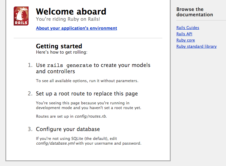 Rails Default Information Page
